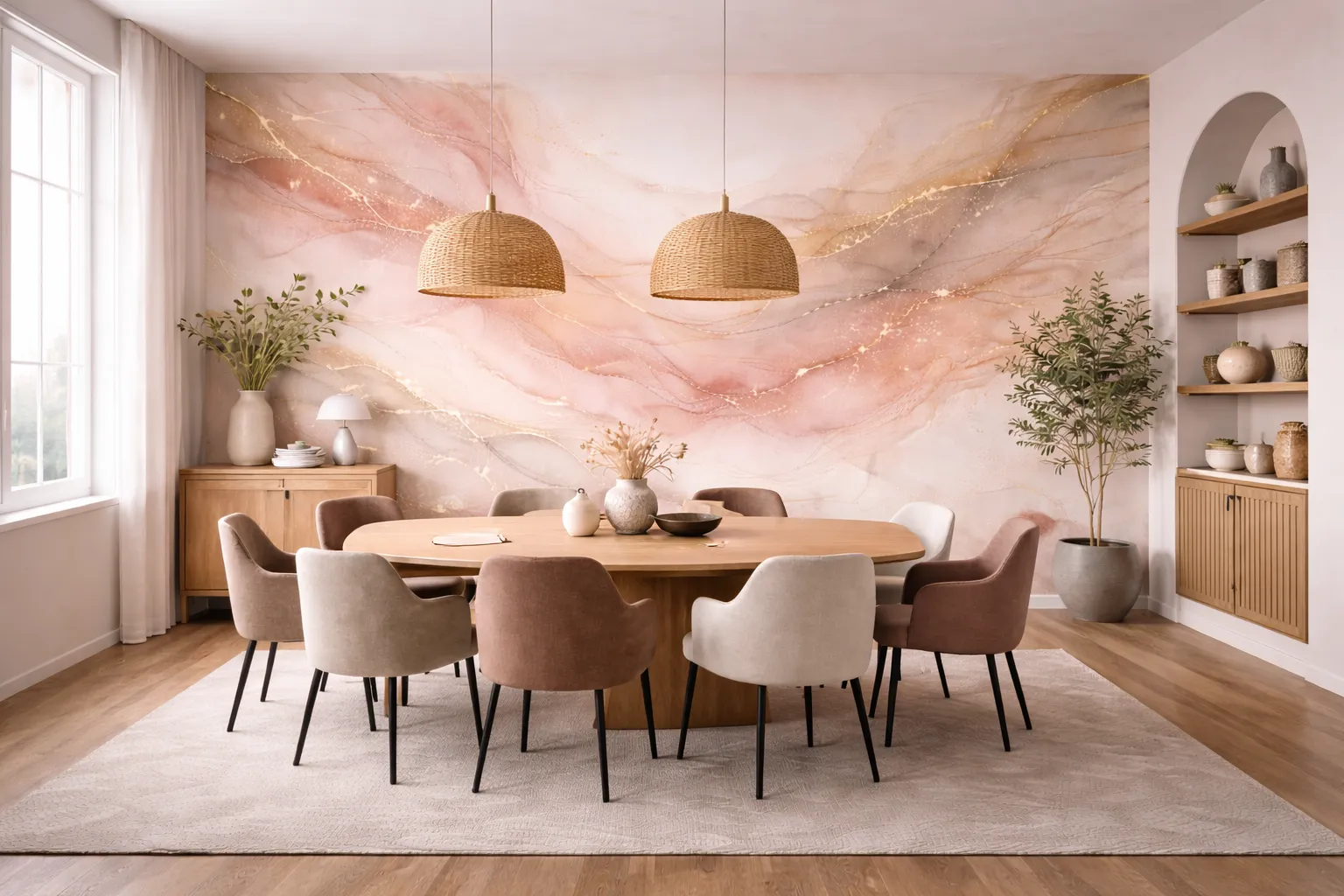 Jadalnia z designerską fototapetą