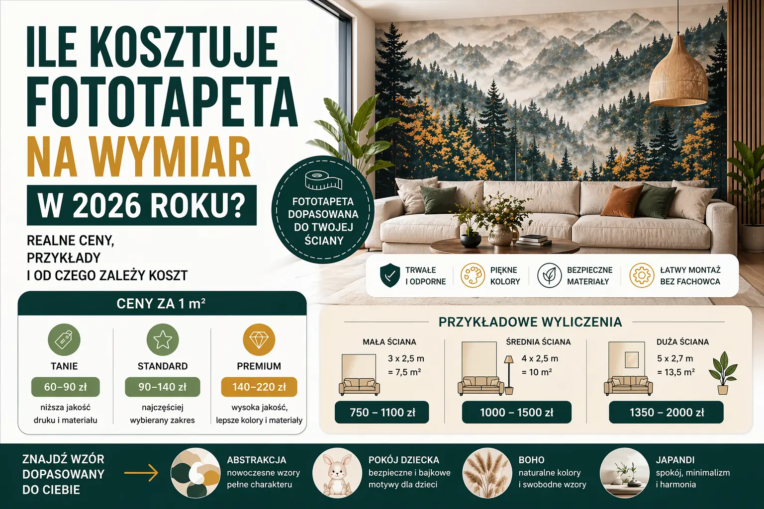 Ile kosztuje fototapeta na wymiar w 2026 roku – ceny i przykłady