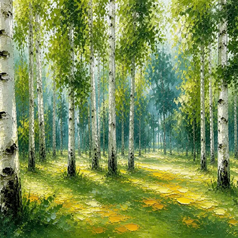 Fototapeta-brzozy-malarskie-zielony-las-impasto-premium-4096x2731