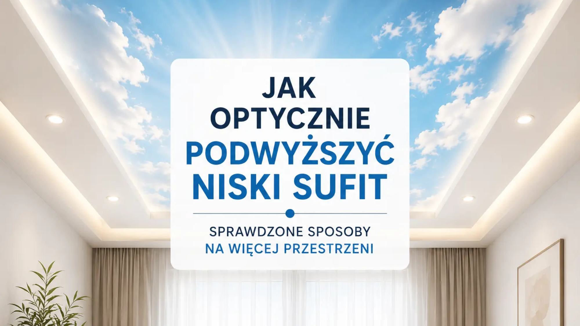 Jak optycznie podwyższyć niski sufit za pomocą fototapety sufitowej z motywem nieba i chmur