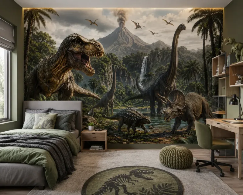 Fototapety dinozaury do pokoju dziecka inspirowane prehistorycznym światem