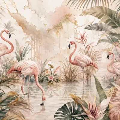 Fototapeta-Flamingi-i-Tropikalne-Rosliny-Flamingo-Reverie-master