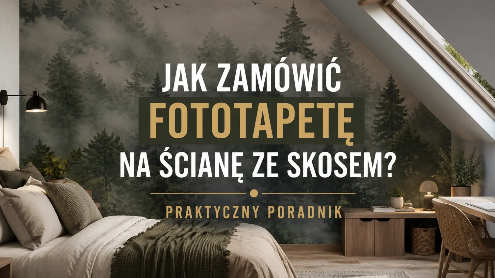 Jak zamówić fototapetę na ścianę ze skosem – sypialnia na poddaszu z fototapetą na wymiar