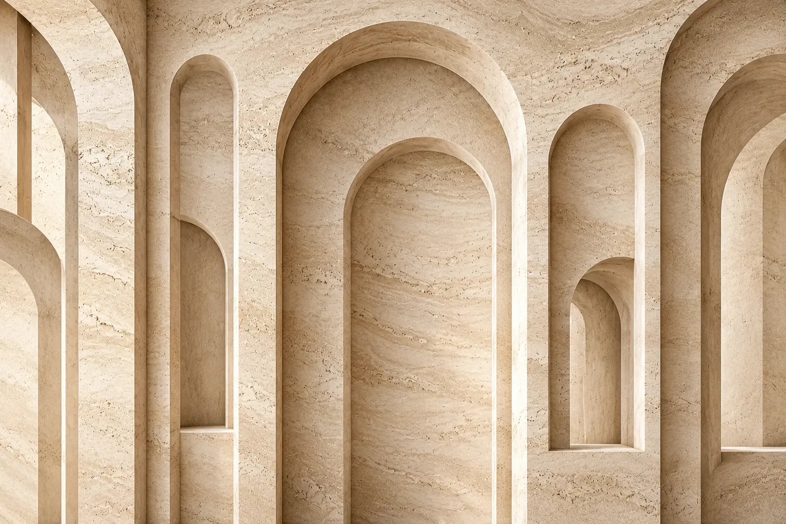 Fototapeta 3D Łuki z Trawertynu Travertine Arches – elegancka aranżacja wnętrza