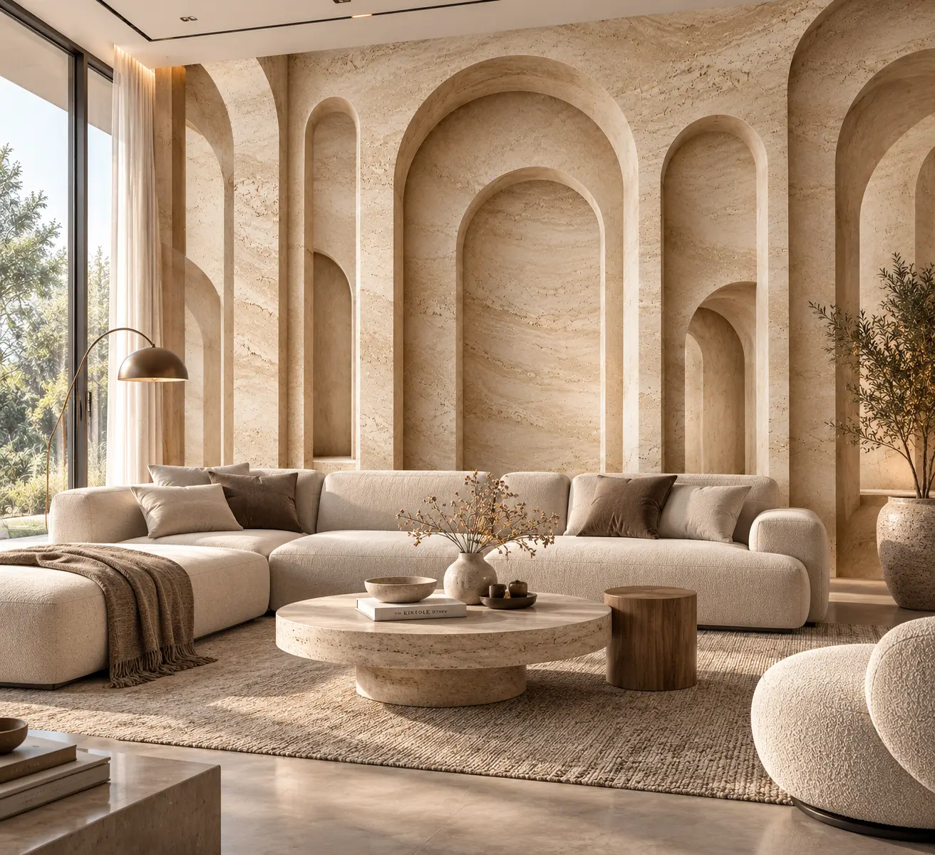 Fototapeta 3D Łuki z Trawertynu Travertine Arches jako dekoracja ściany w salonie