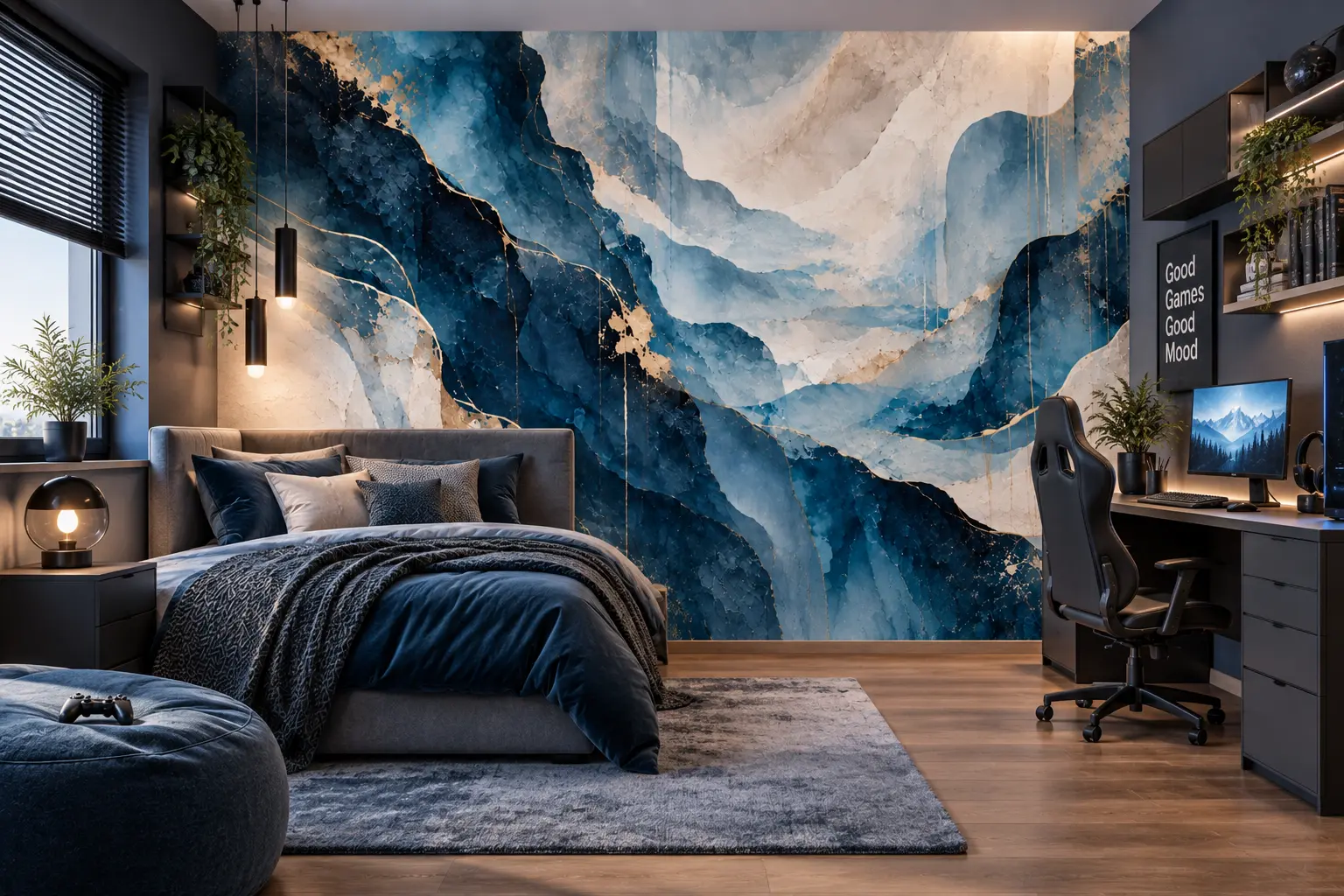 Fototapeta Błękitne Horyzonty – Blue Horizons w pokoju młodzieżowym