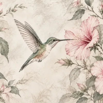 Fototapeta-Koliber-i-Kwiaty-Hibiskusa-Hummingbird-Garden-master-mini