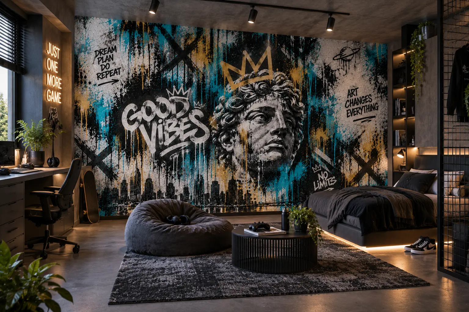Fototapeta Młodzieżowa Graffiti Street King w pokoju młodzieżowym
