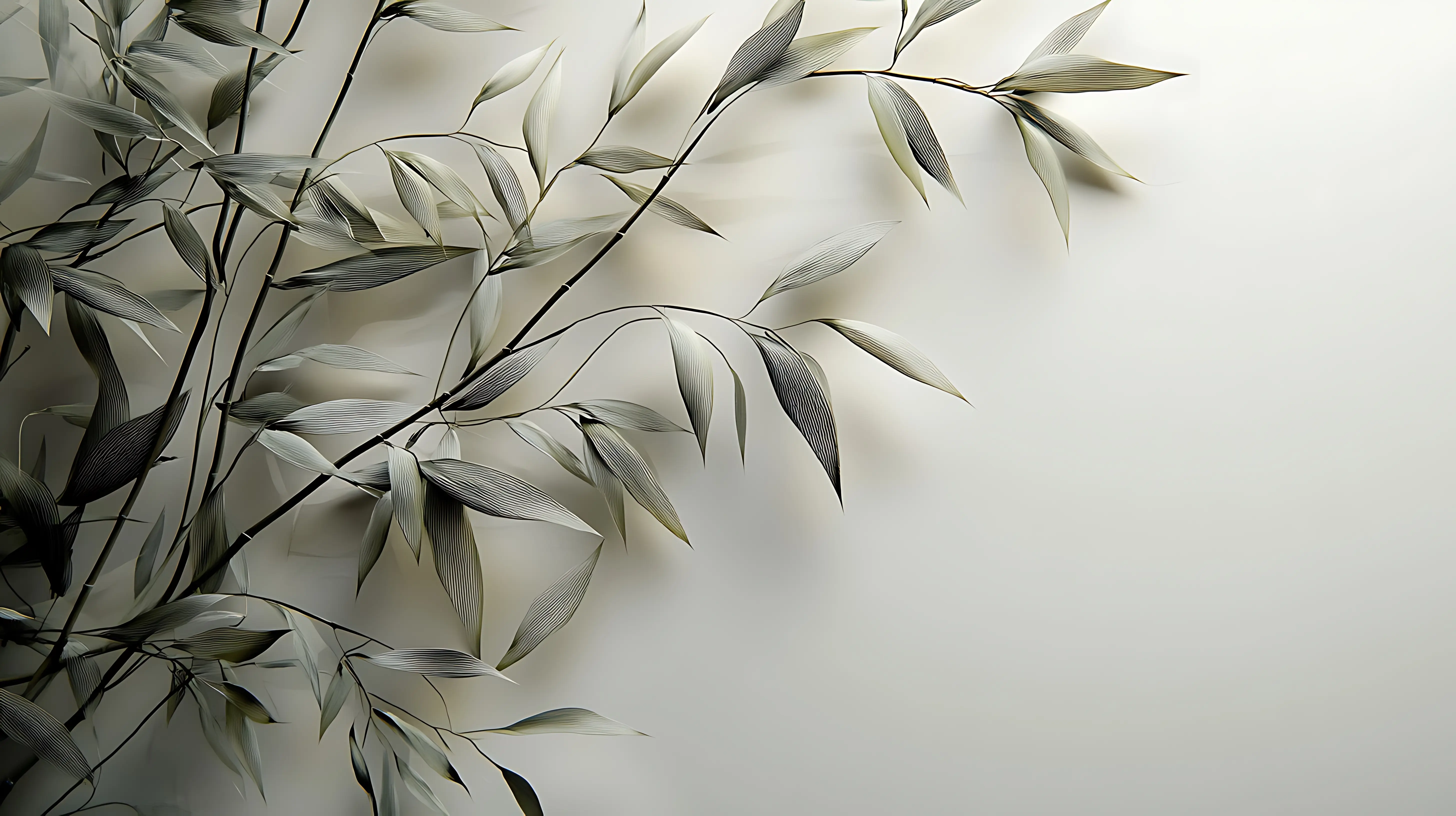 Fototapeta Srebrne Gałązki – Silver Branches – delikatne liście i smukłe gałązki