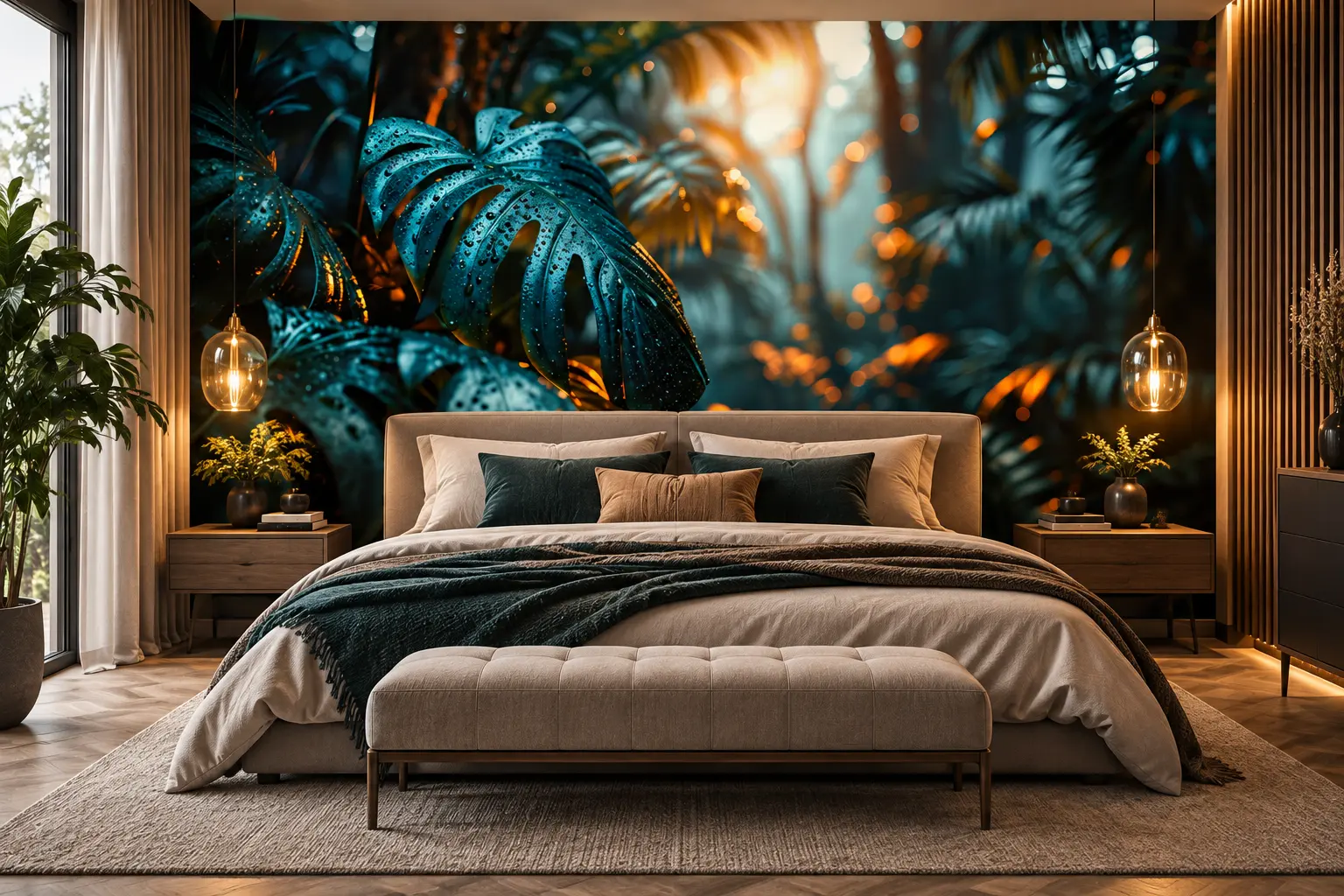 Fototapeta Tropikalny Blask – Tropical Glow w sypialni