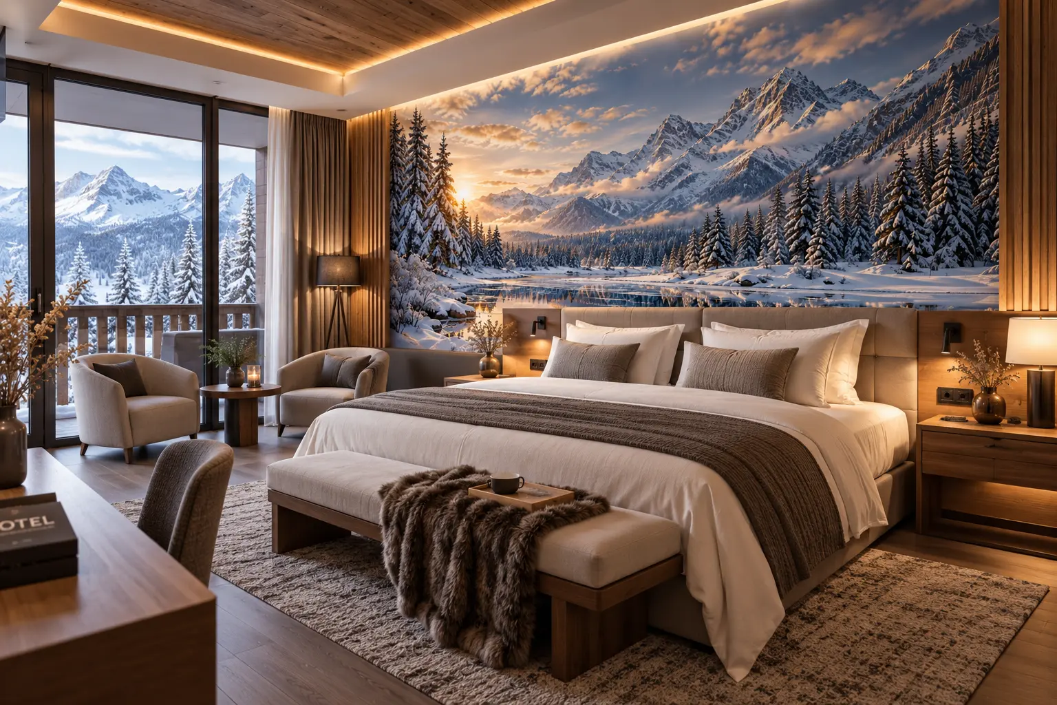 Fototapeta Zimowa Dolina – Winter Valley w pokoju hotelowym