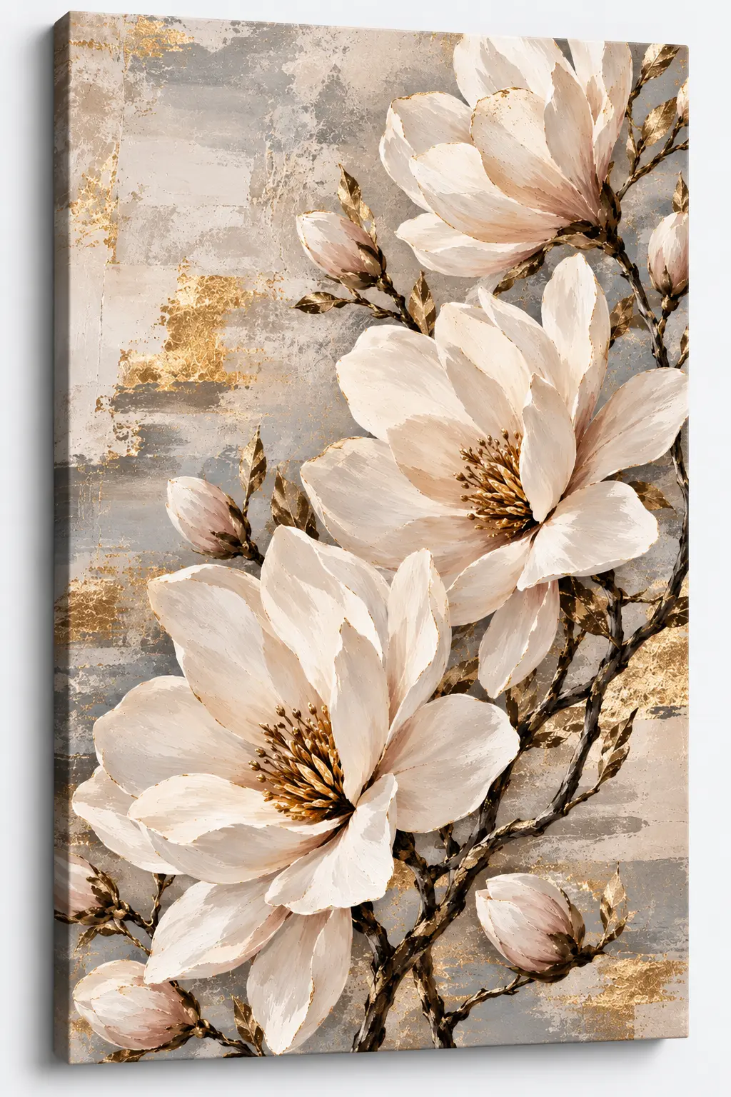 Obraz Magnolie w Złocie – Golden Magnolia 100 x 150 cm pionowy