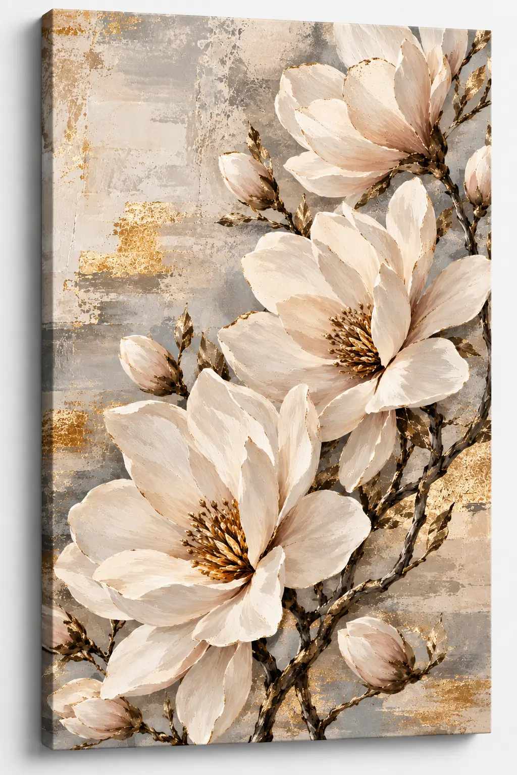 Obraz Magnolie w Złocie – Golden Magnolia 70 x 100 cm pionowy