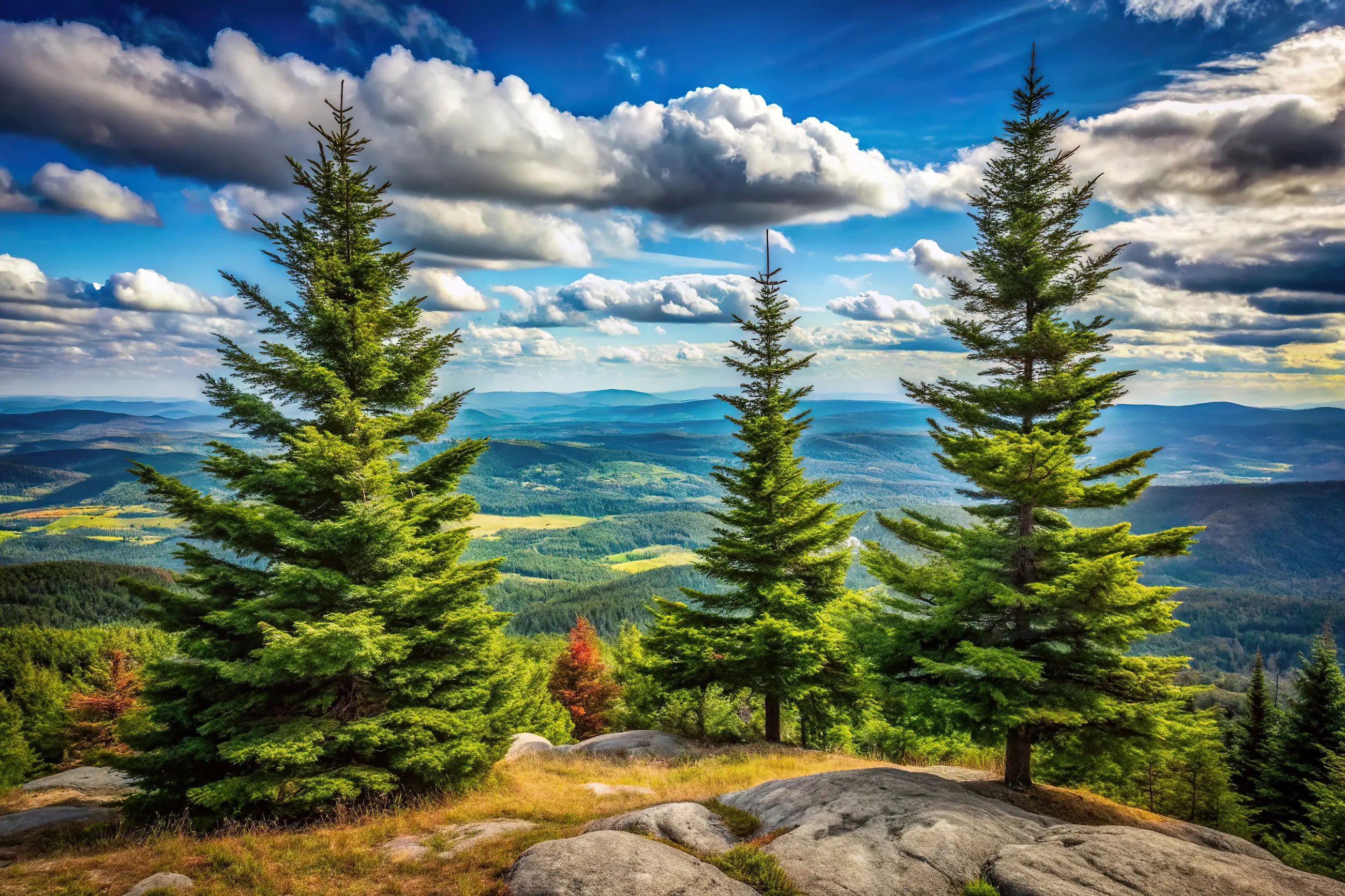 Fototapeta Leśna Panorama – Forest Escape – górski krajobraz ze świerkami