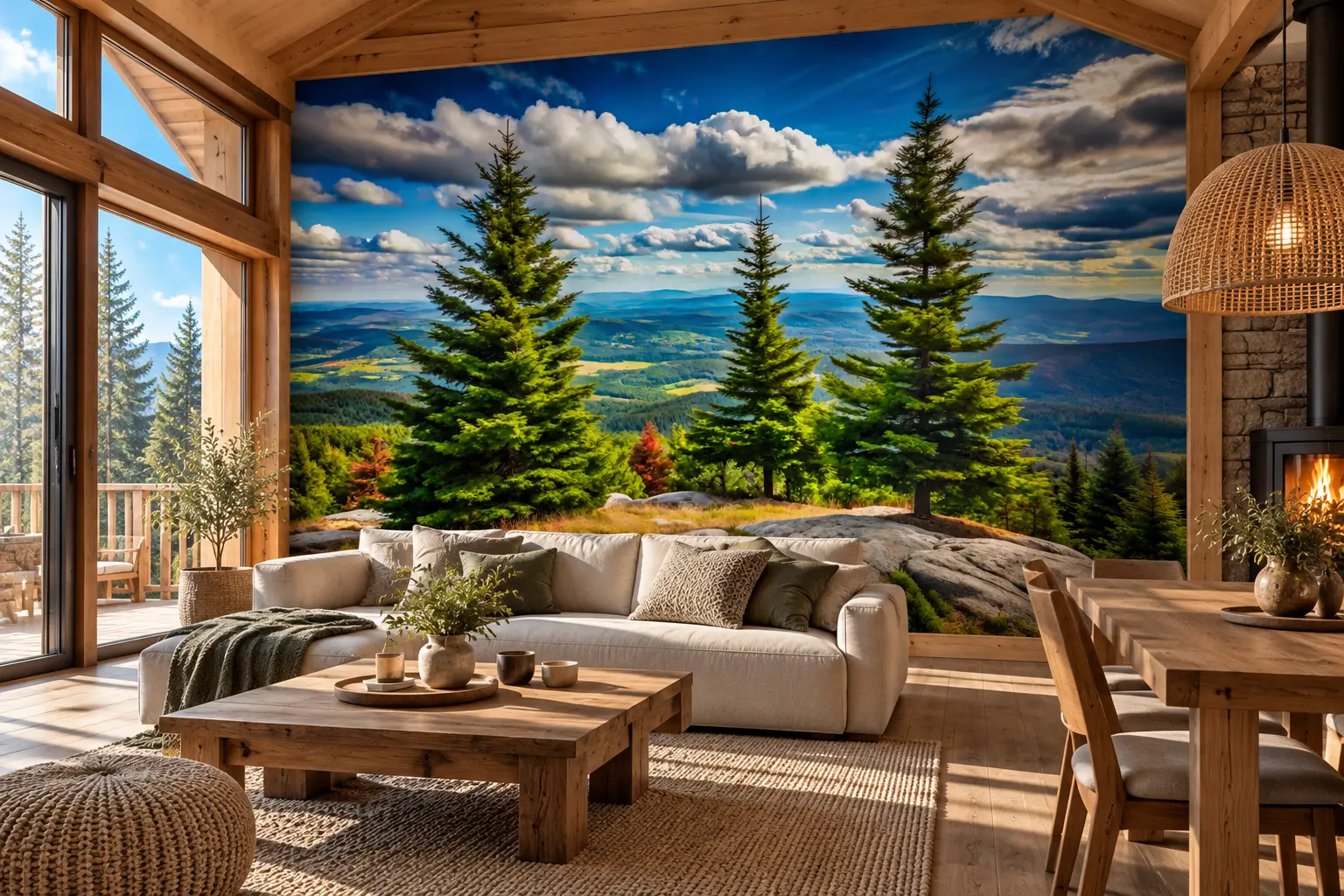 Fototapeta Leśna Panorama – Forest Escape w salonie domku