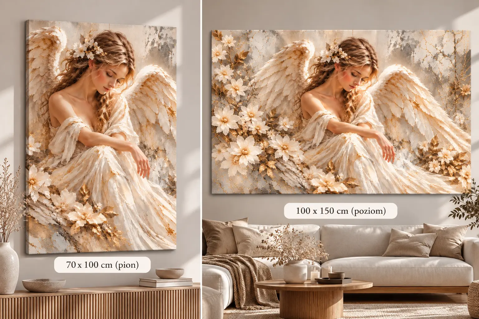 Obraz Szept Niebios Celestial Whisper na ścianie – porównanie orientacji pionowej i poziomej